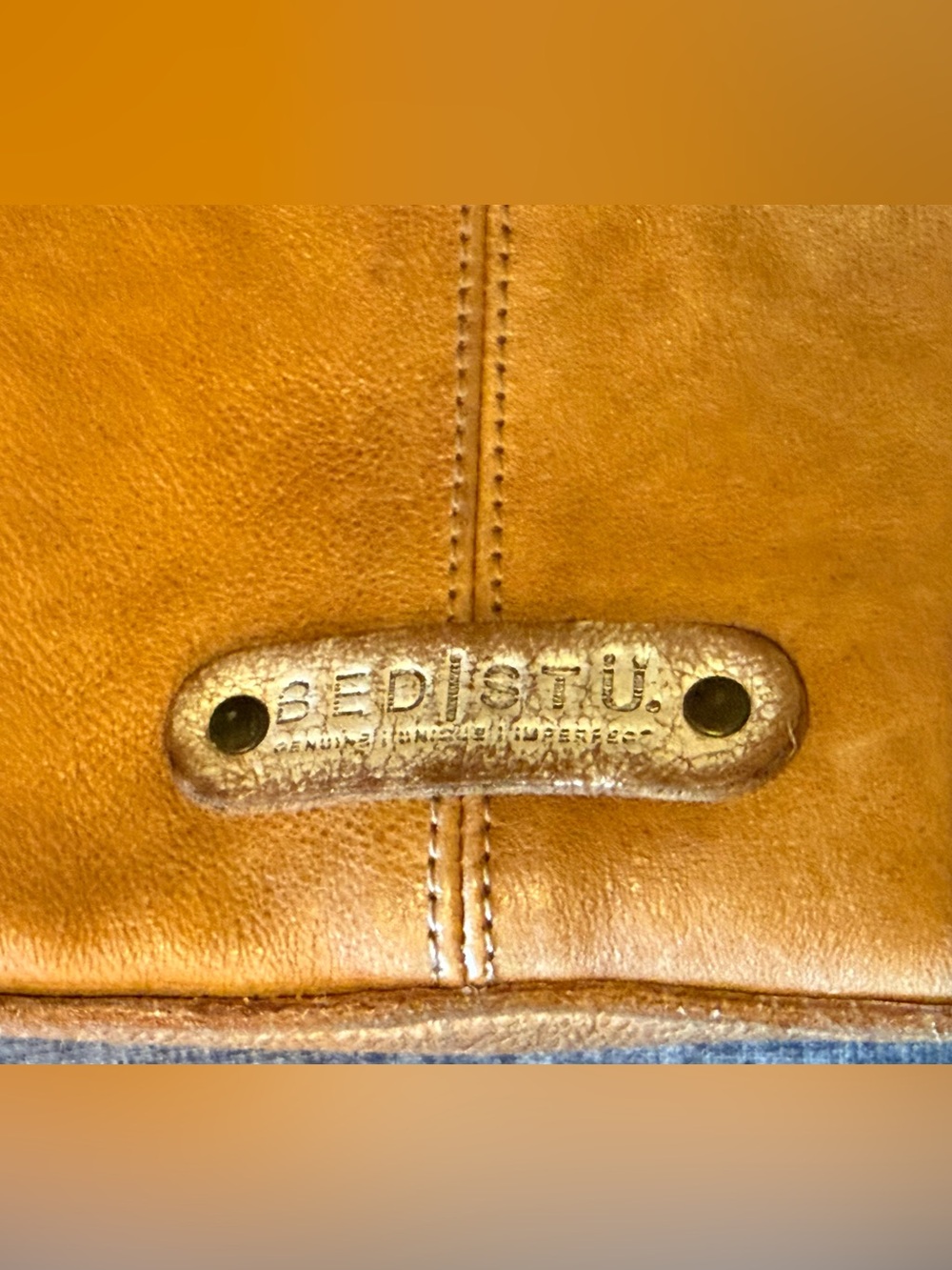 Bed|Stu Rockababy Oats Icicle Rustic Leather Shoulder Bag with Dual Handles - Picture 9 of 16
